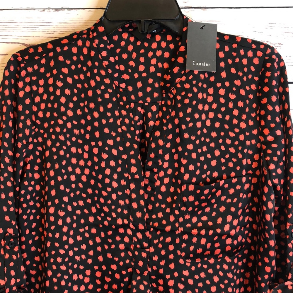 Lumiere satin spotted dot blouse